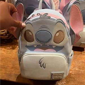 Loungefly Blue and Pink Backpack with Silver Details